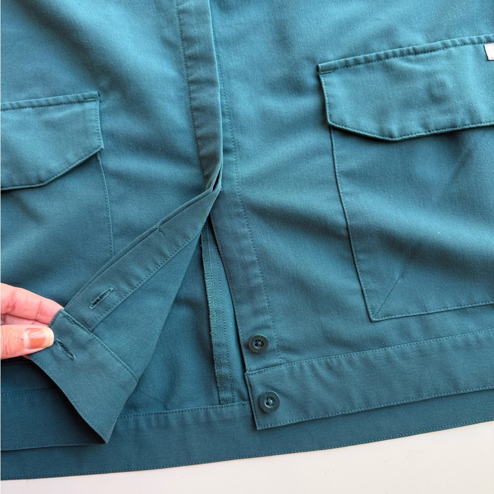 Figs Technical Collection Teal Green Button Up Sc… - image 10